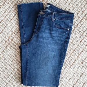 LOFT Curvy Straight Jeans Raw Frayed Hem